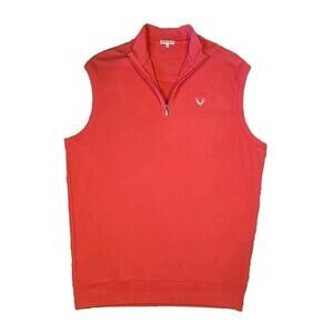PETER MILLAR Galway Vest 1/4 Zip Sleeveless Pullover Men’s XL Salmon Pink Golf